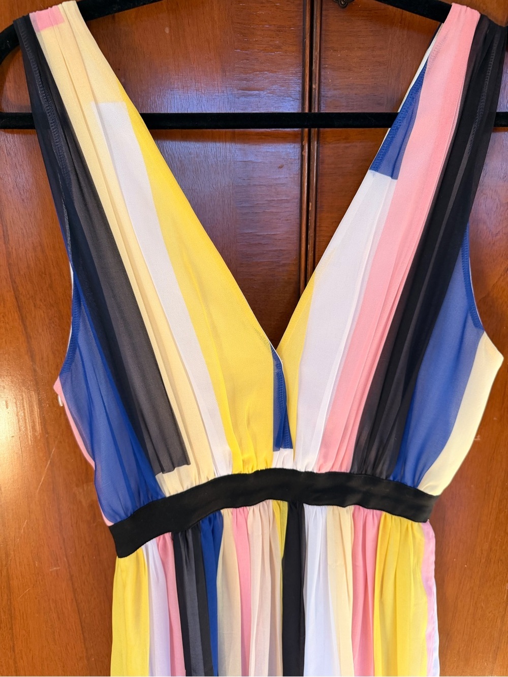 Sandro Paris Yellow Multi-Color Asymmetric Hem Chiffon Dress, Size 4 - Picture 5 of 6